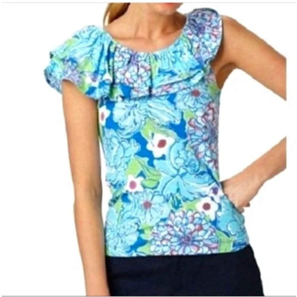 Lilly Pulitzer Wynne Top Worth Blue May Flowers